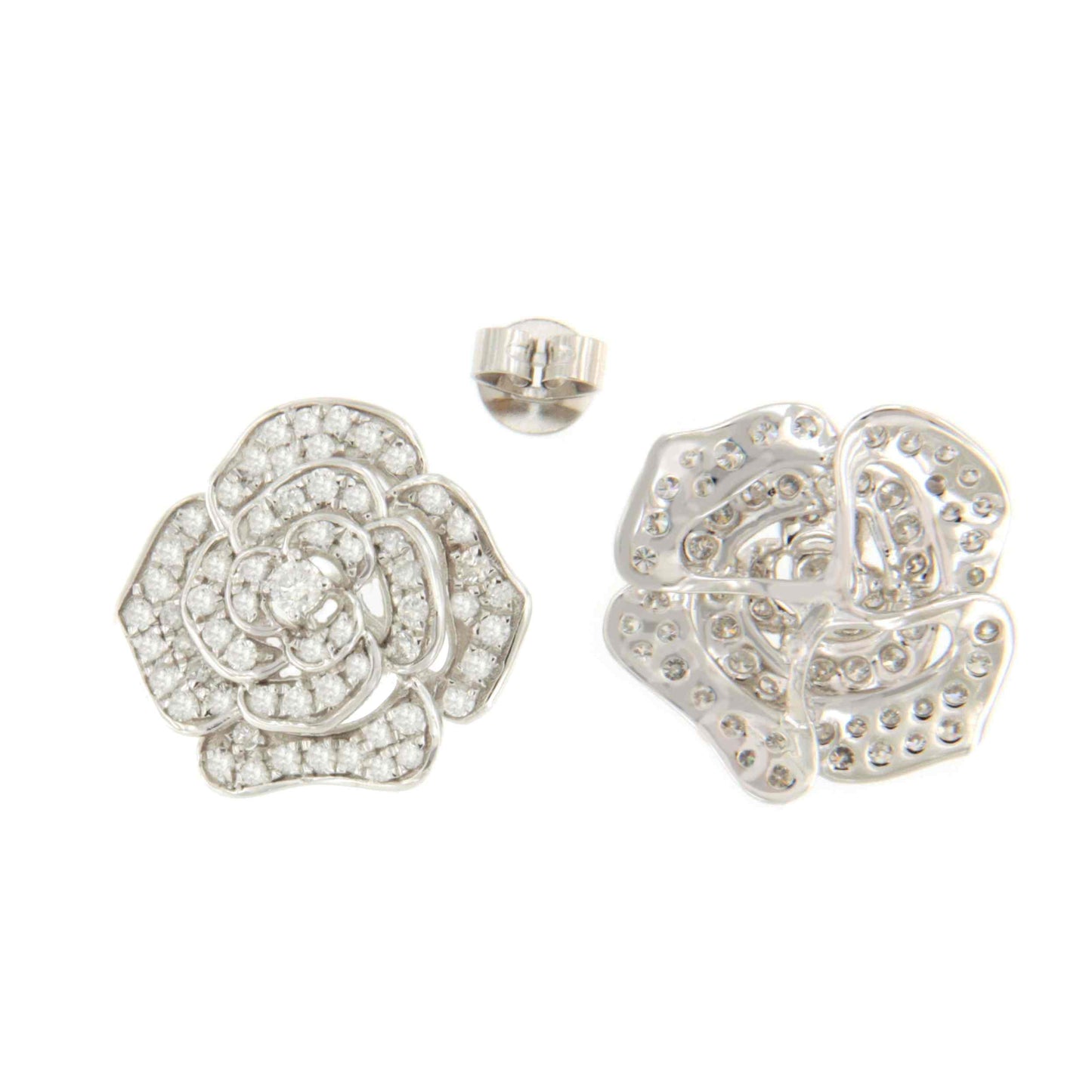 Pendientes PIÑA flor en oro blanco de 18 kilates con diamantes talla brillante