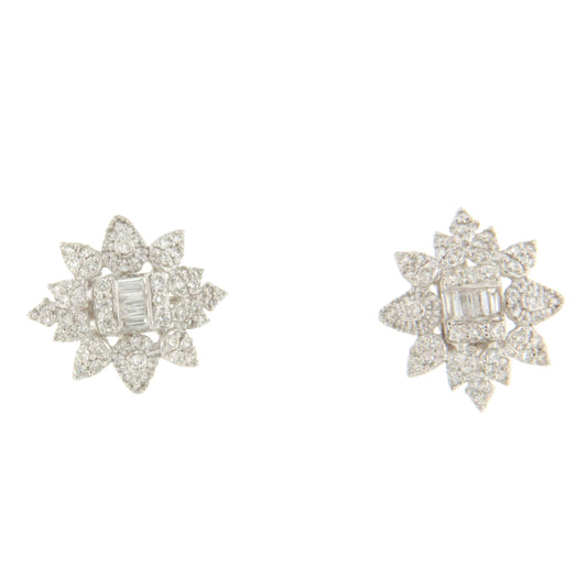 CAIMITO star earrings in 18k white gold with diamonds and baguettes