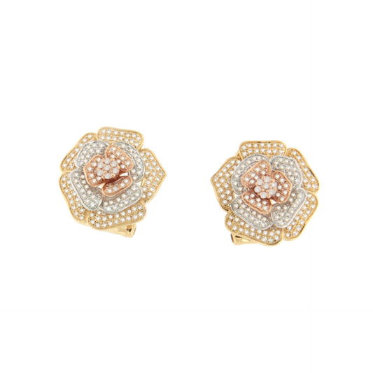 LIMA flower earrings in three colors 18 karat gold with diamond