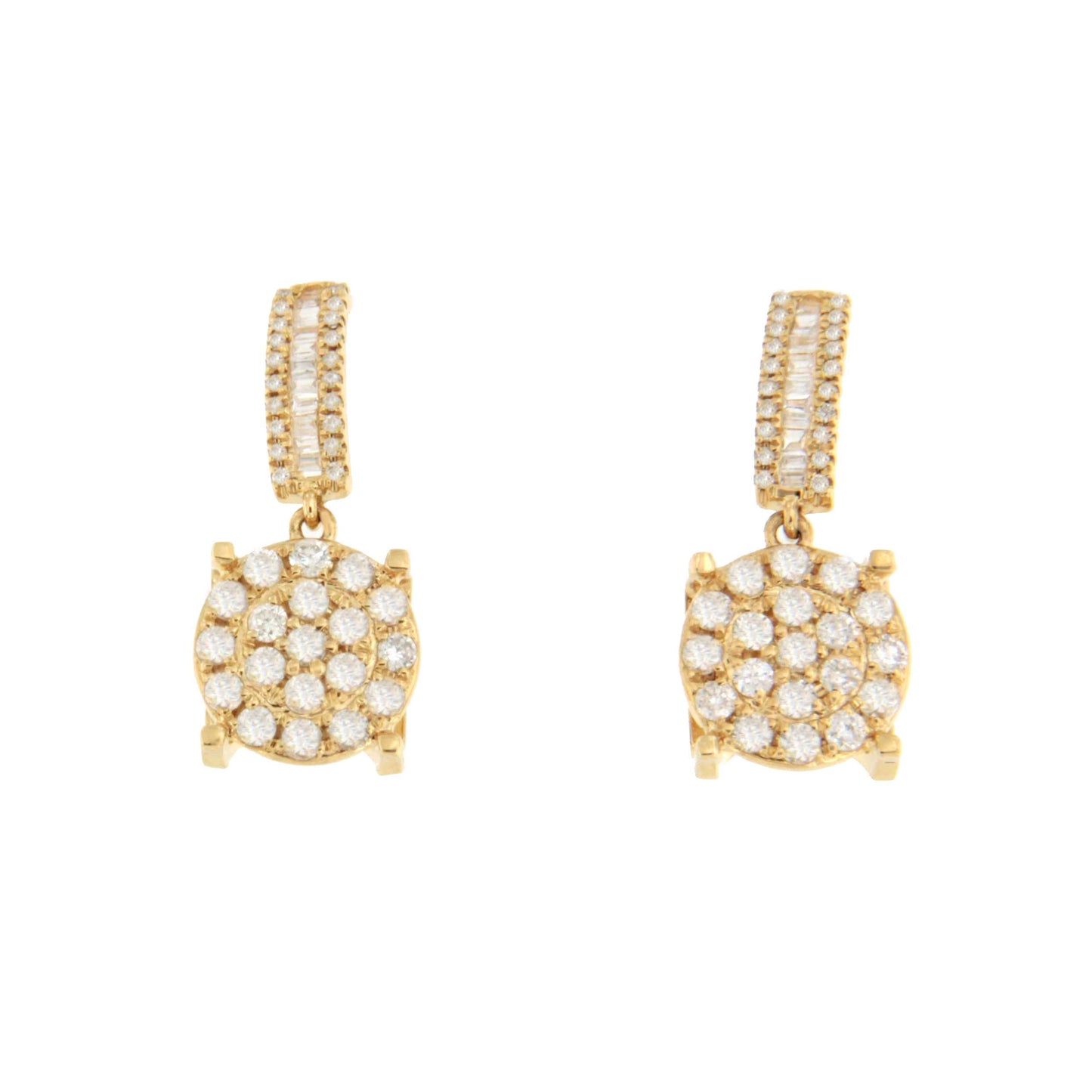 Pendientes MORERA largos en oro amarillo de 18 ktes con brillantes
