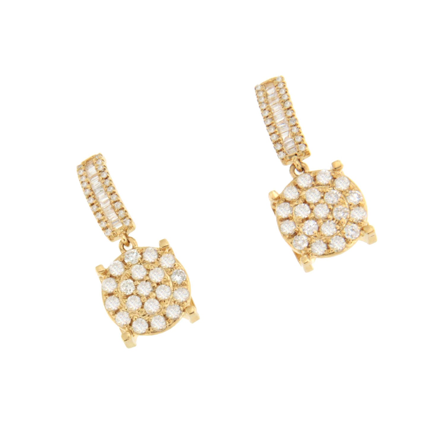 Pendientes MORERA largos en oro amarillo de 18 ktes con brillantes
