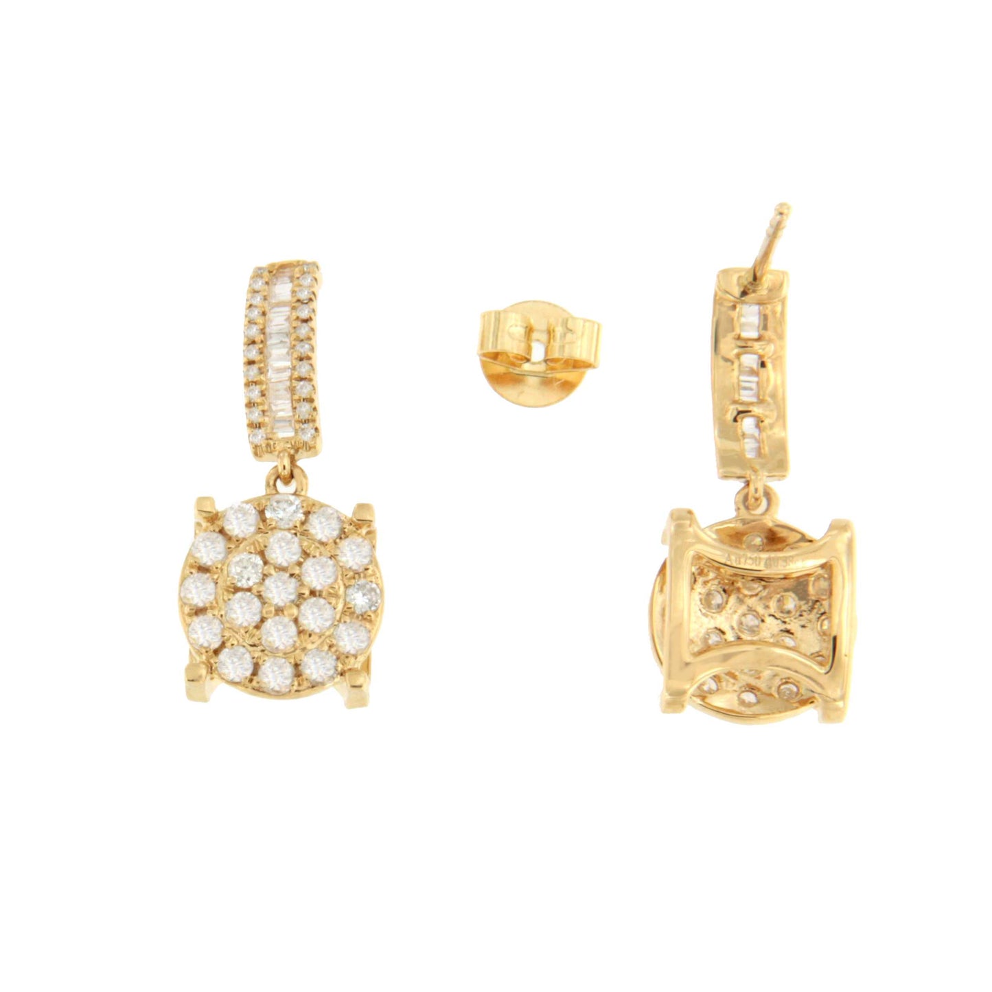 Pendientes MORERA largos en oro amarillo de 18 ktes con brillantes