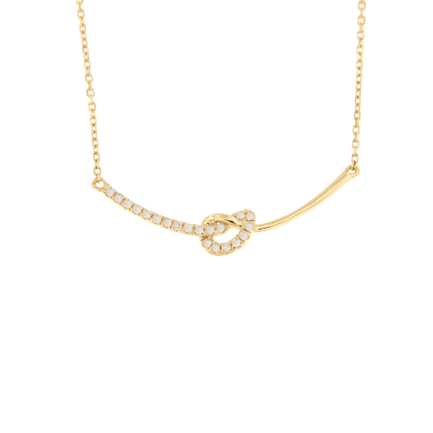 Gargantilla HIGO barra con nudo en oro amarillo 18 ktes y brillantes