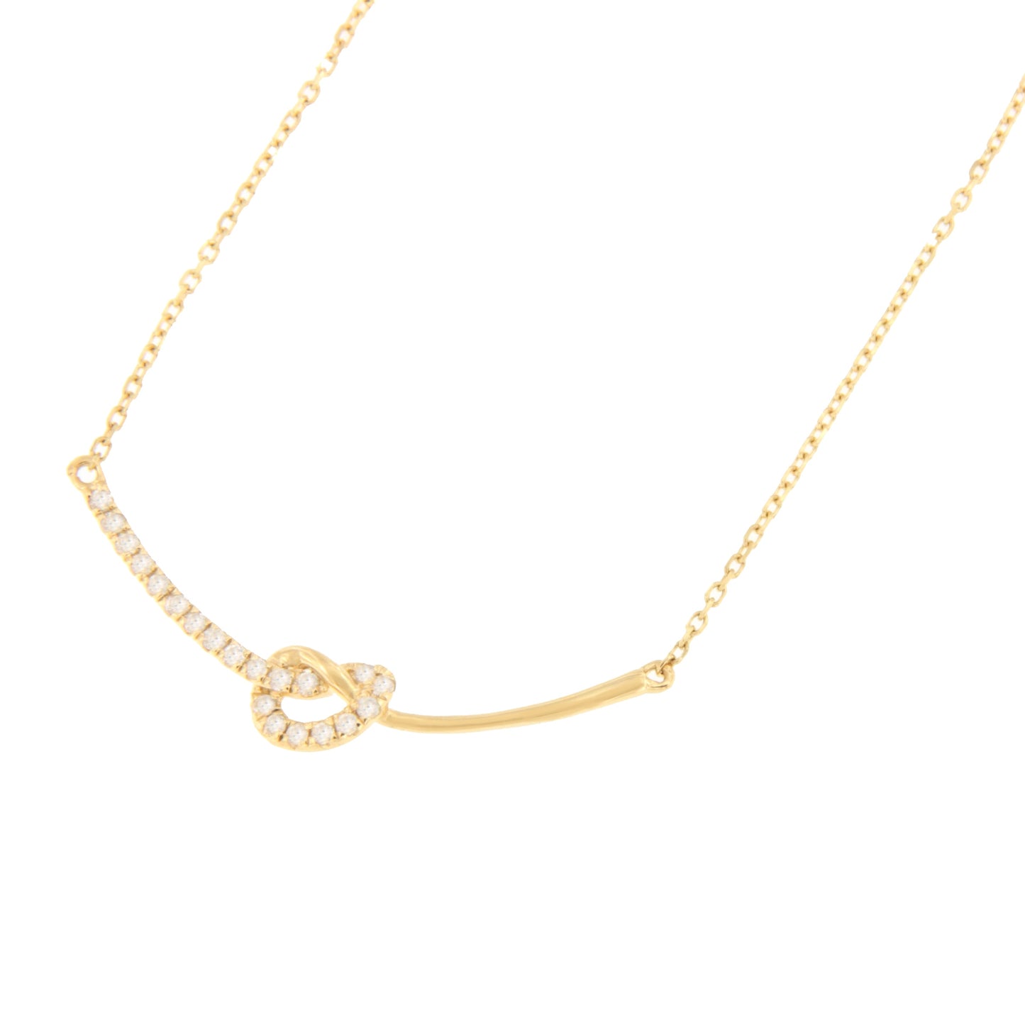 Gargantilla HIGO barra con nudo en oro amarillo 18 ktes y brillantes
