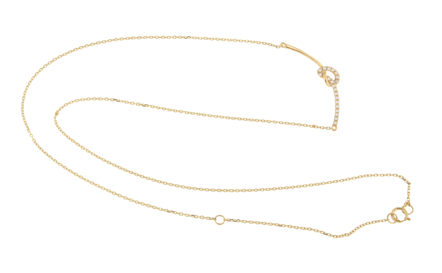 Gargantilla HIGO barra con nudo en oro amarillo 18 ktes y brillantes