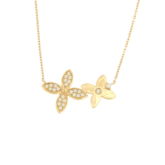 Lemon choker with flowers in 18k yellow gold and diamonds.