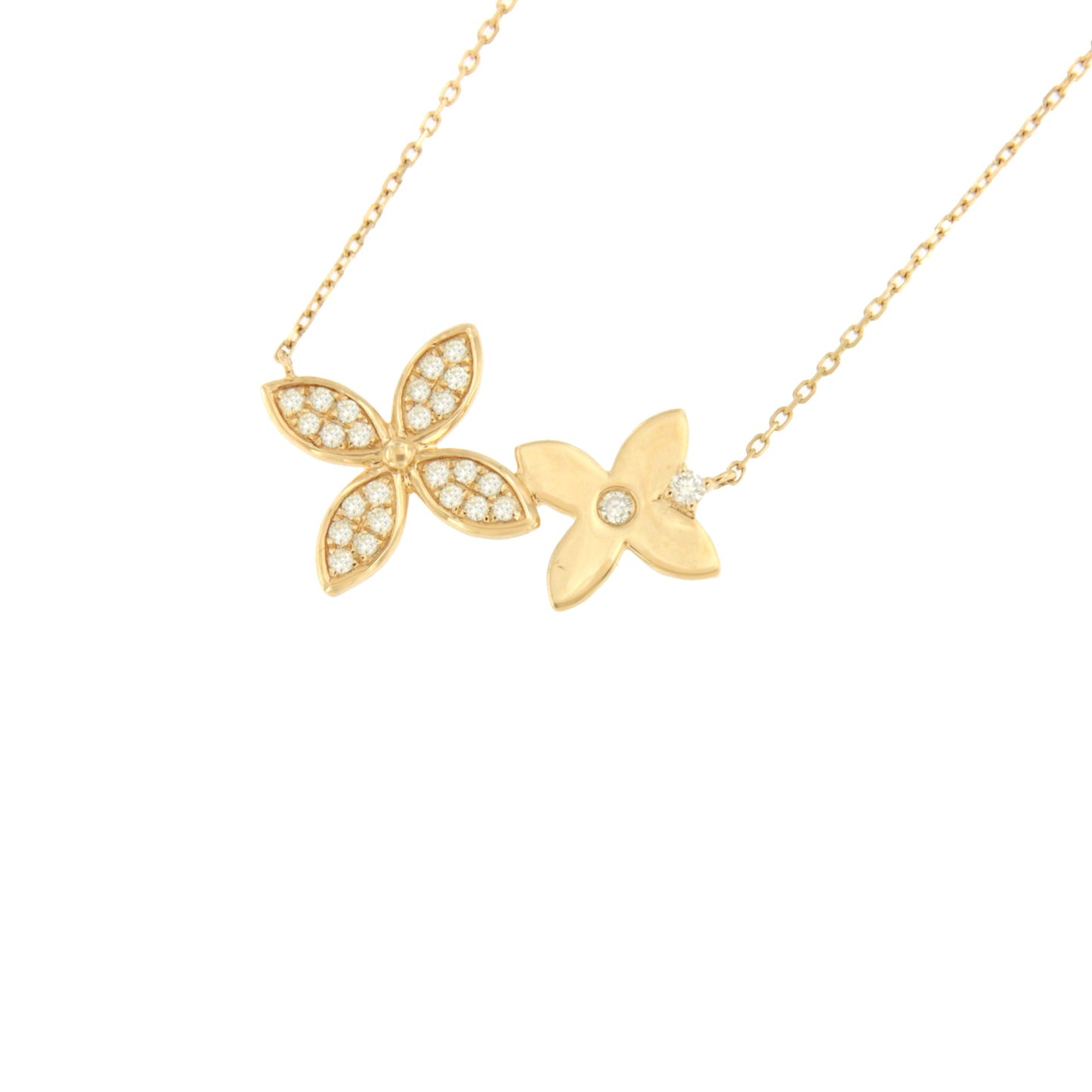 Gargantilla LIMON con flores en oro amarillo 18 ktes y brillantes.
