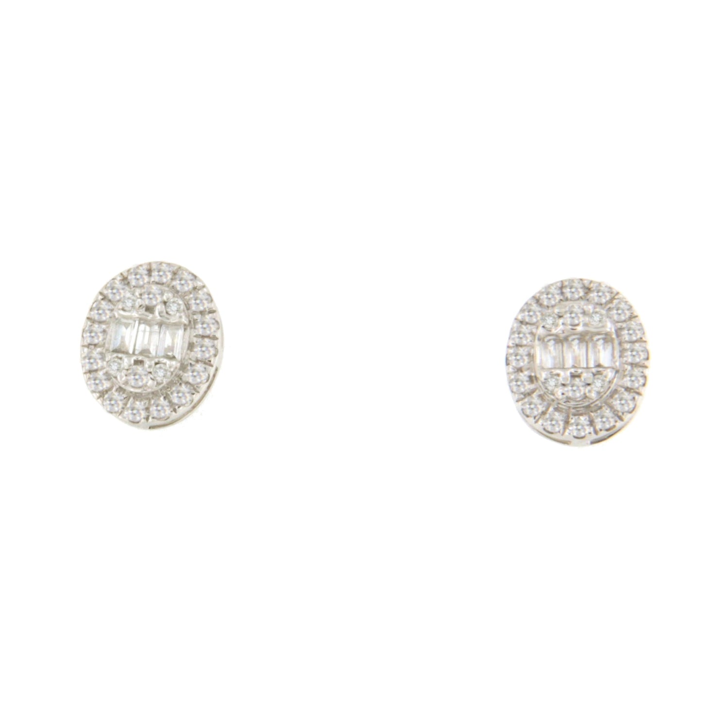 Pendiente CUDILLERO en oro blanco 18 ktes con brillantes y baguettes.