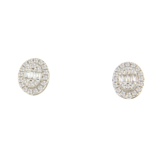 CUDILLERO earring in 18k white gold with diamonds and baguettes.