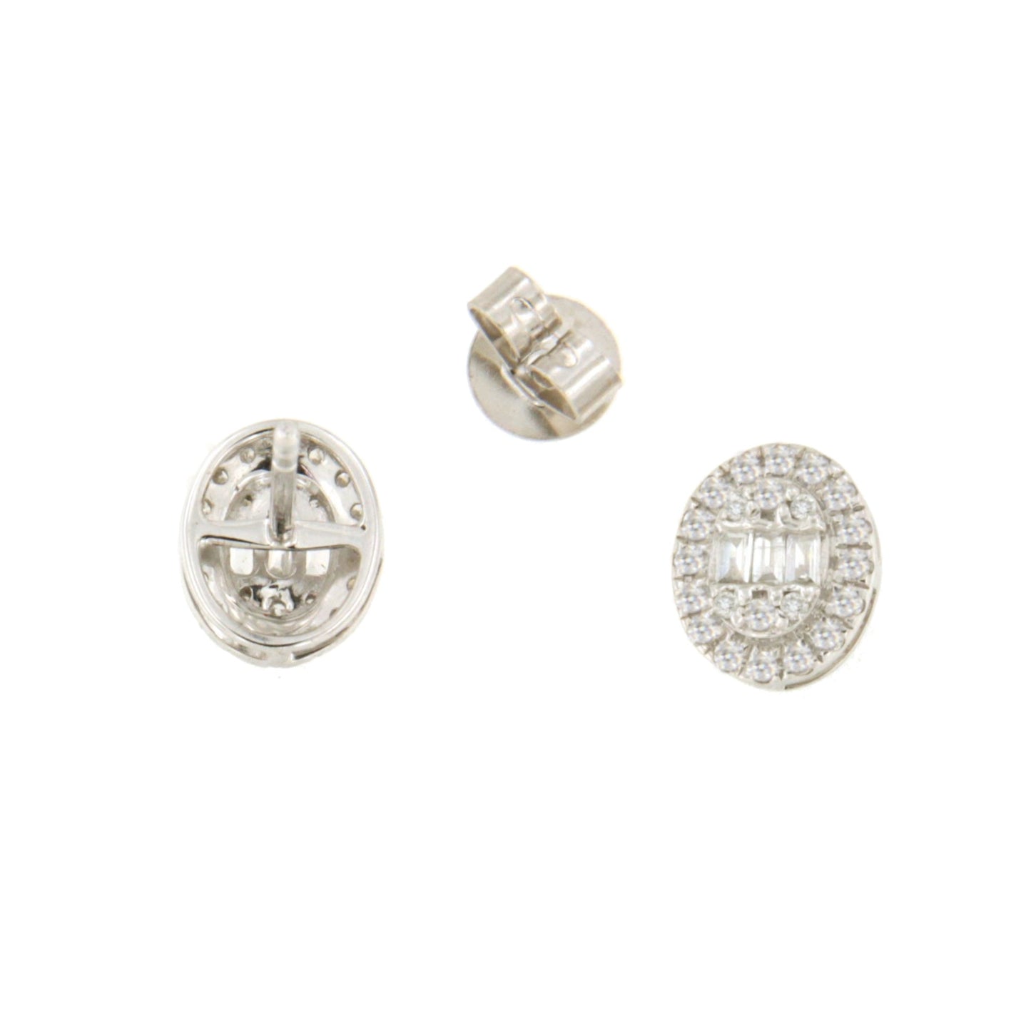 Pendiente CUDILLERO en oro blanco 18 ktes con brillantes y baguettes.