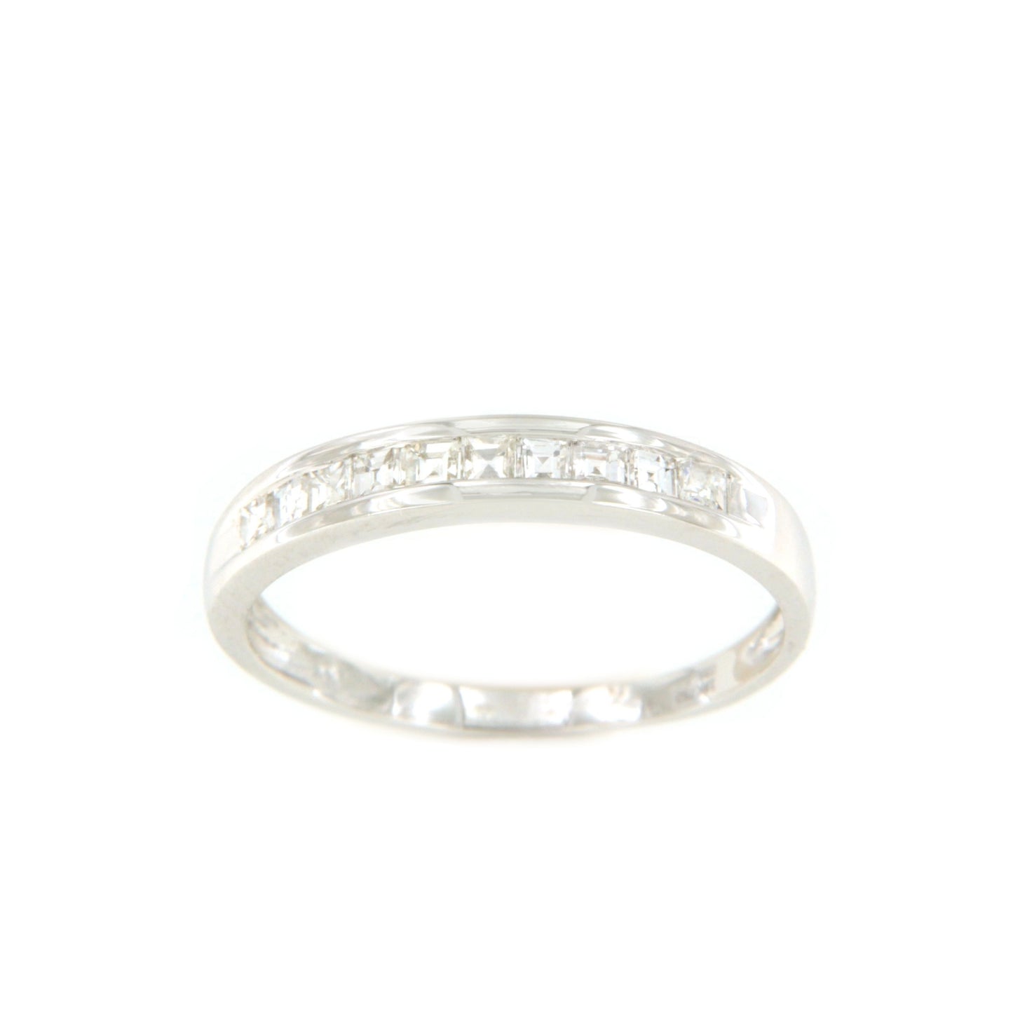Anillo PULASAN alianza de diamantes talla baguettes en oro blanco 18 ktes