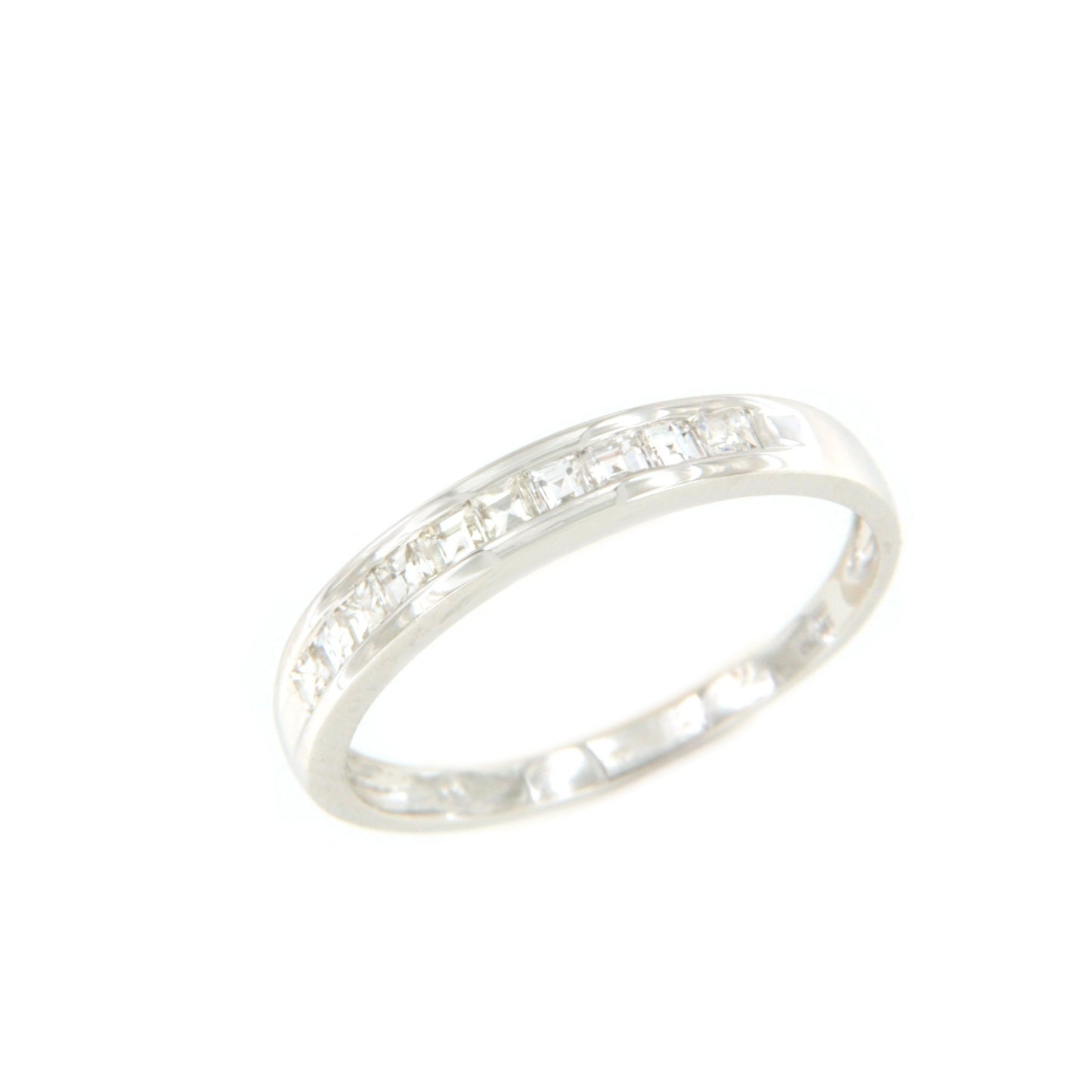 Anillo PULASAN alianza de diamantes talla baguettes en oro blanco 18 ktes