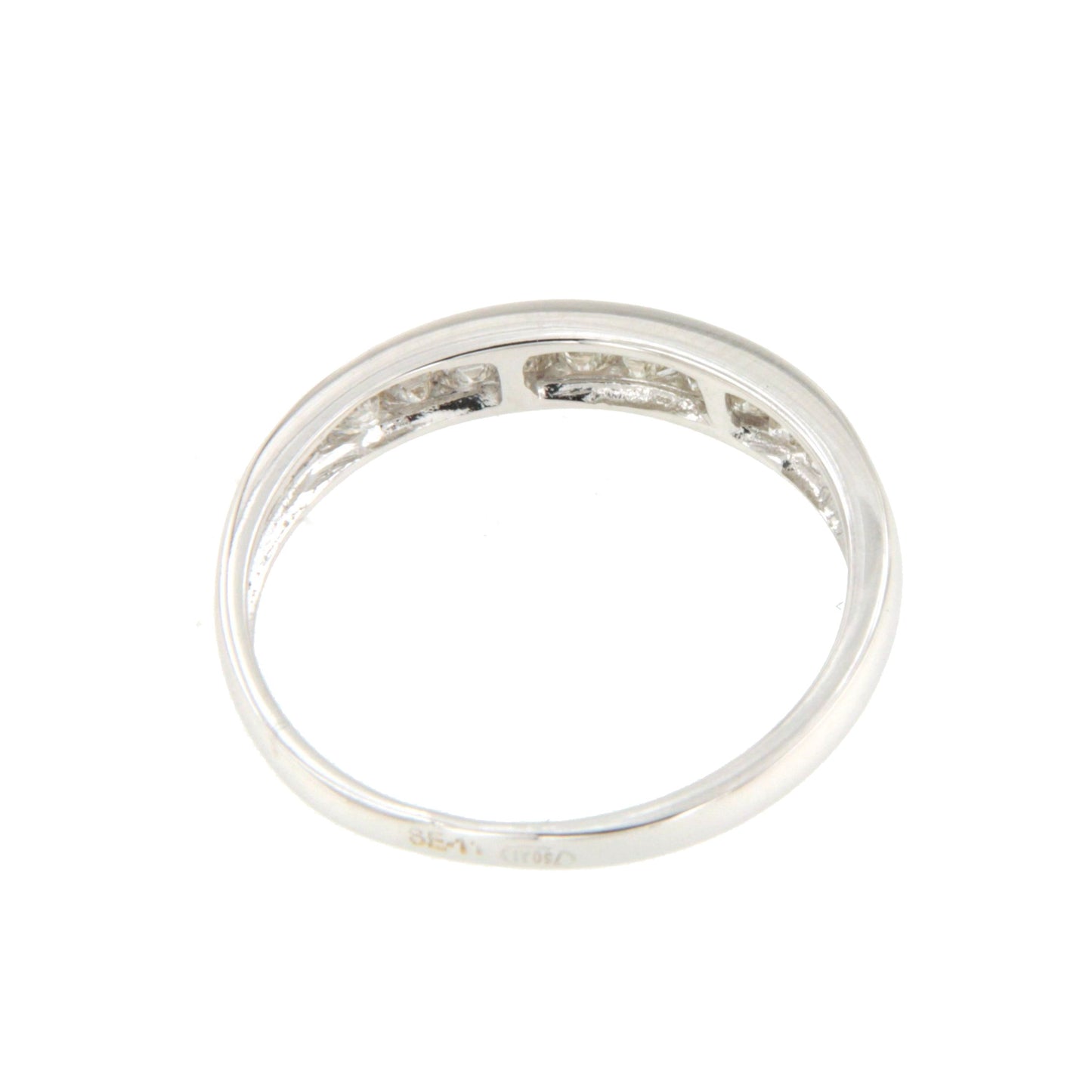 Anillo PULASAN alianza de diamantes talla baguettes en oro blanco 18 ktes