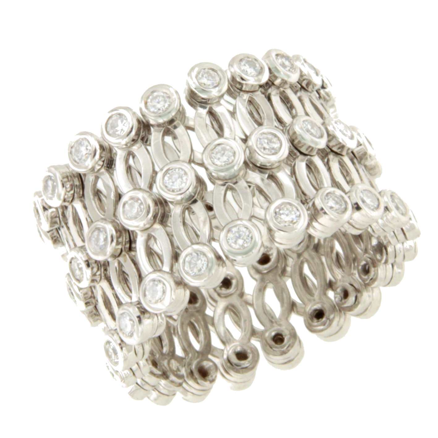Anillo CAS y pulsera en brillantes de oro blanco en 18 kilates