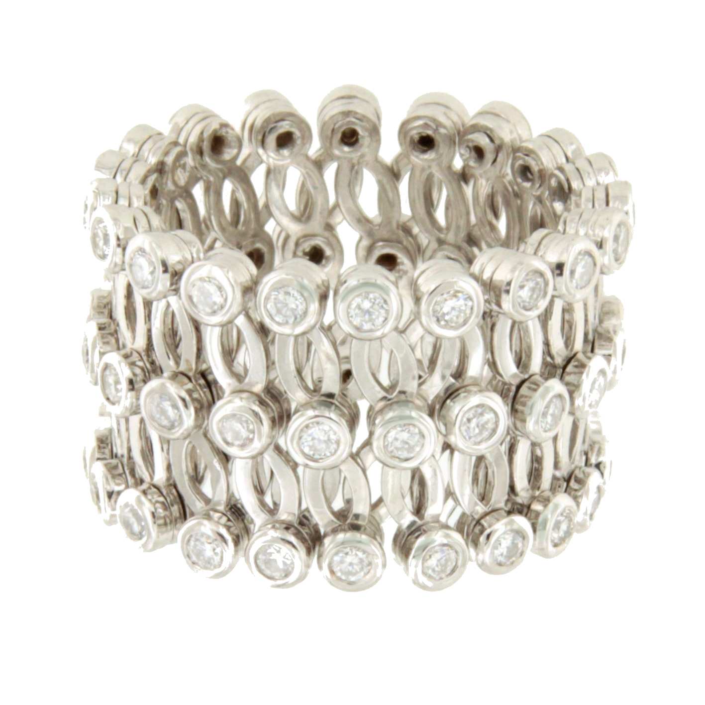 Anillo CAS y pulsera en brillantes de oro blanco en 18 kilates