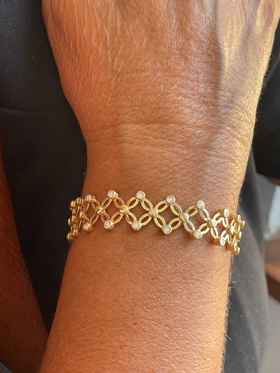 Anillo OLMEDO y pulsera en brillantes de oro amarillo 18 ktes