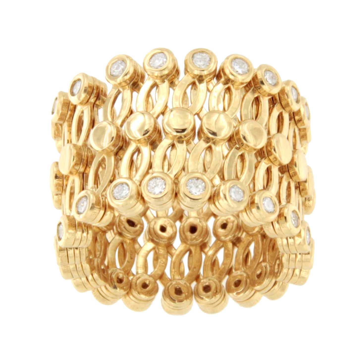 Anillo OLMEDO y pulsera en brillantes de oro amarillo 18 ktes