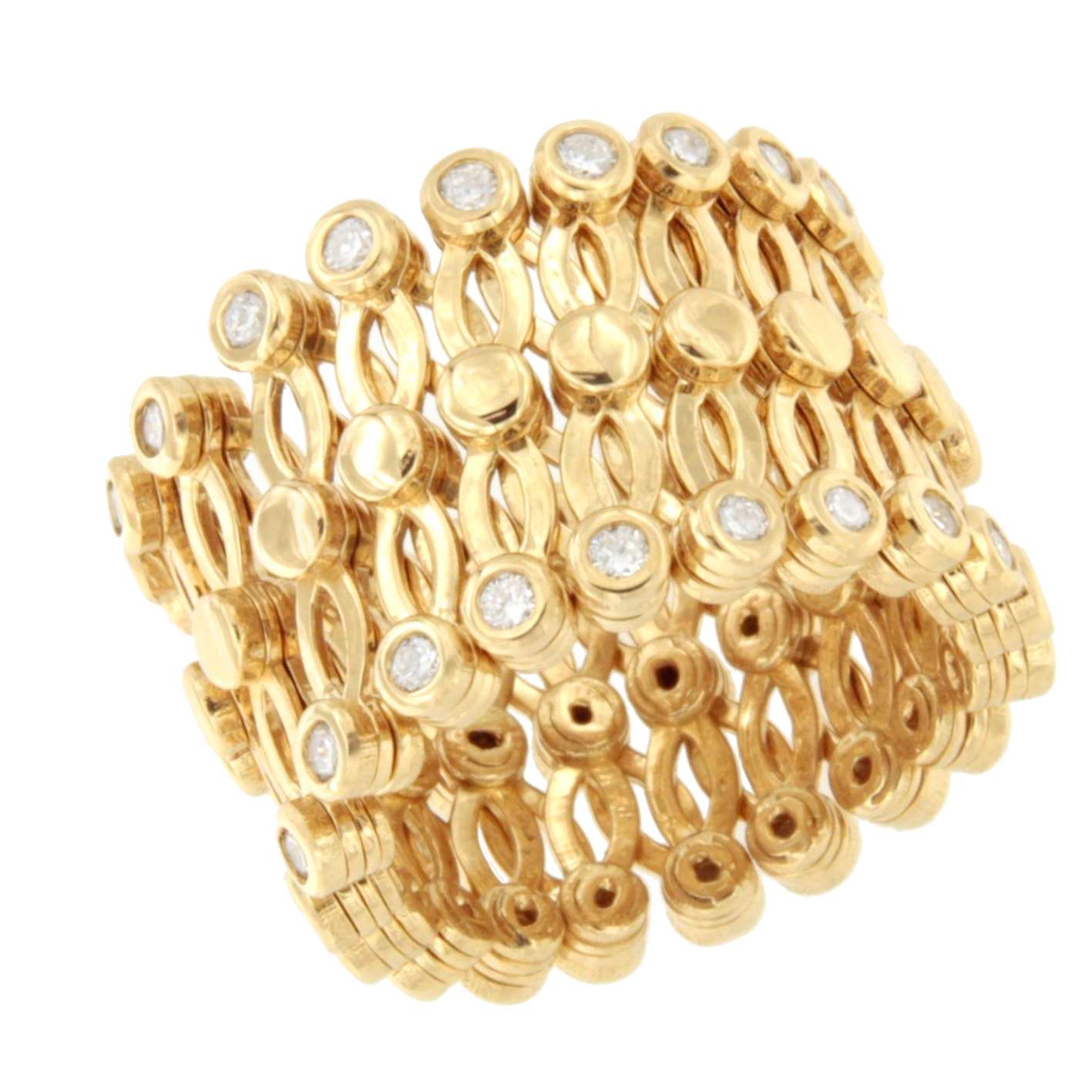 Anillo OLMEDO y pulsera en brillantes de oro amarillo 18 ktes