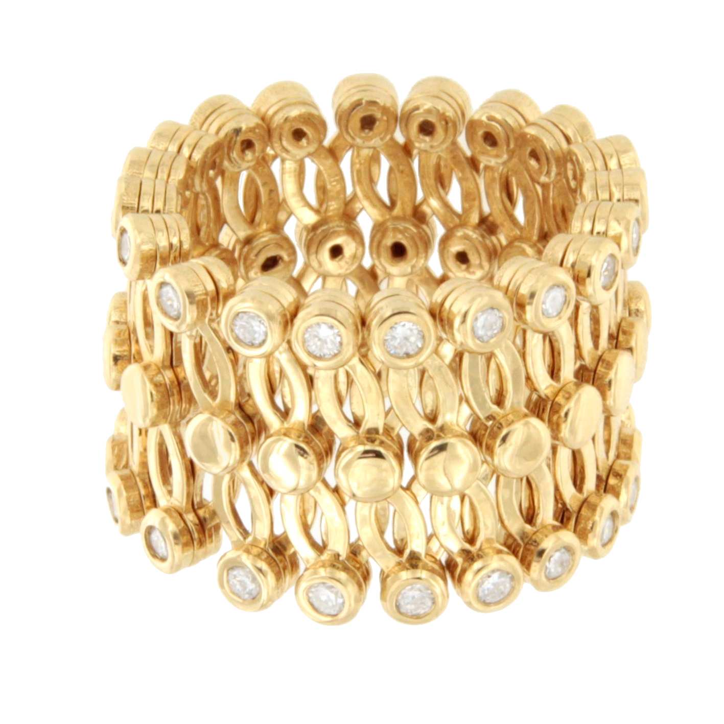 Anillo OLMEDO y pulsera en brillantes de oro amarillo 18 ktes