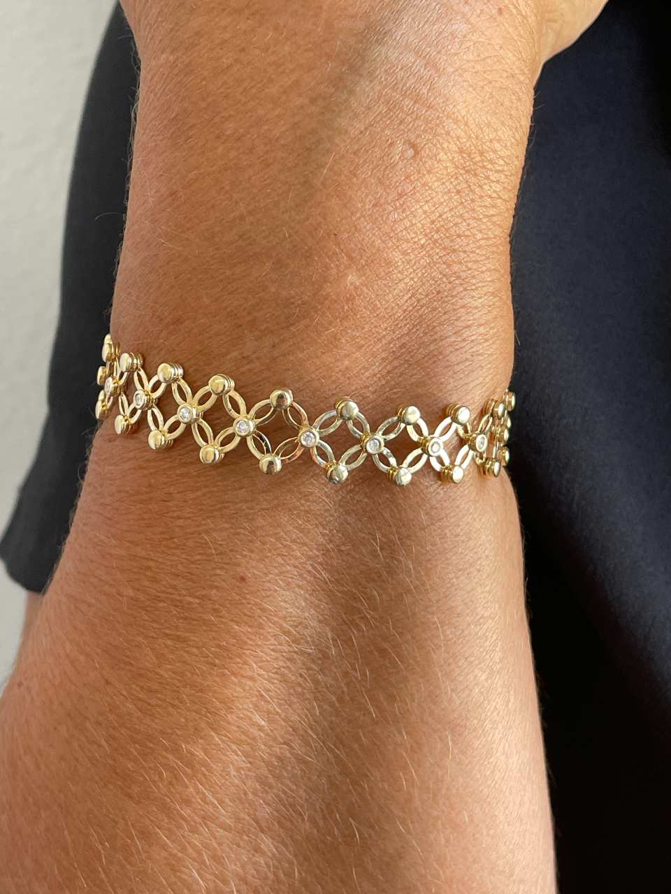 Anillo SORBUS y pulsera en brillantes de oro amarillo 18 ktes