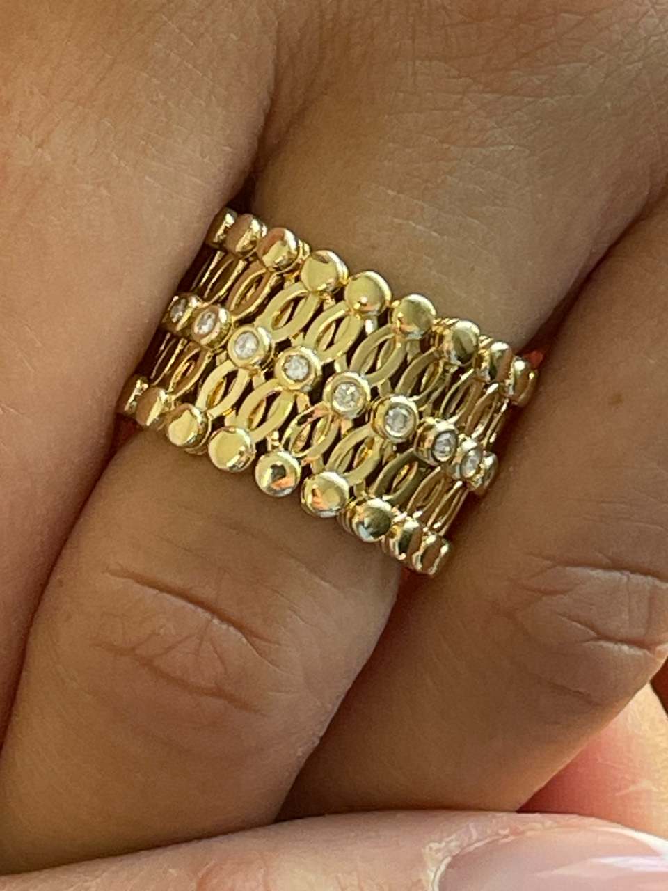 Anillo SORBUS y pulsera en brillantes de oro amarillo 18 ktes