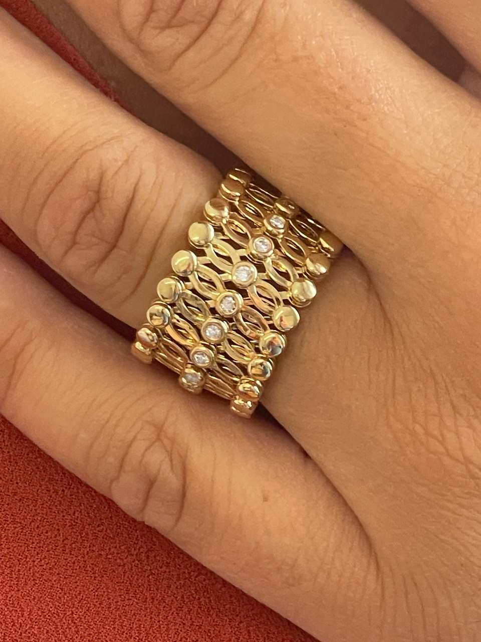 Anillo SORBUS y pulsera en brillantes de oro amarillo 18 ktes
