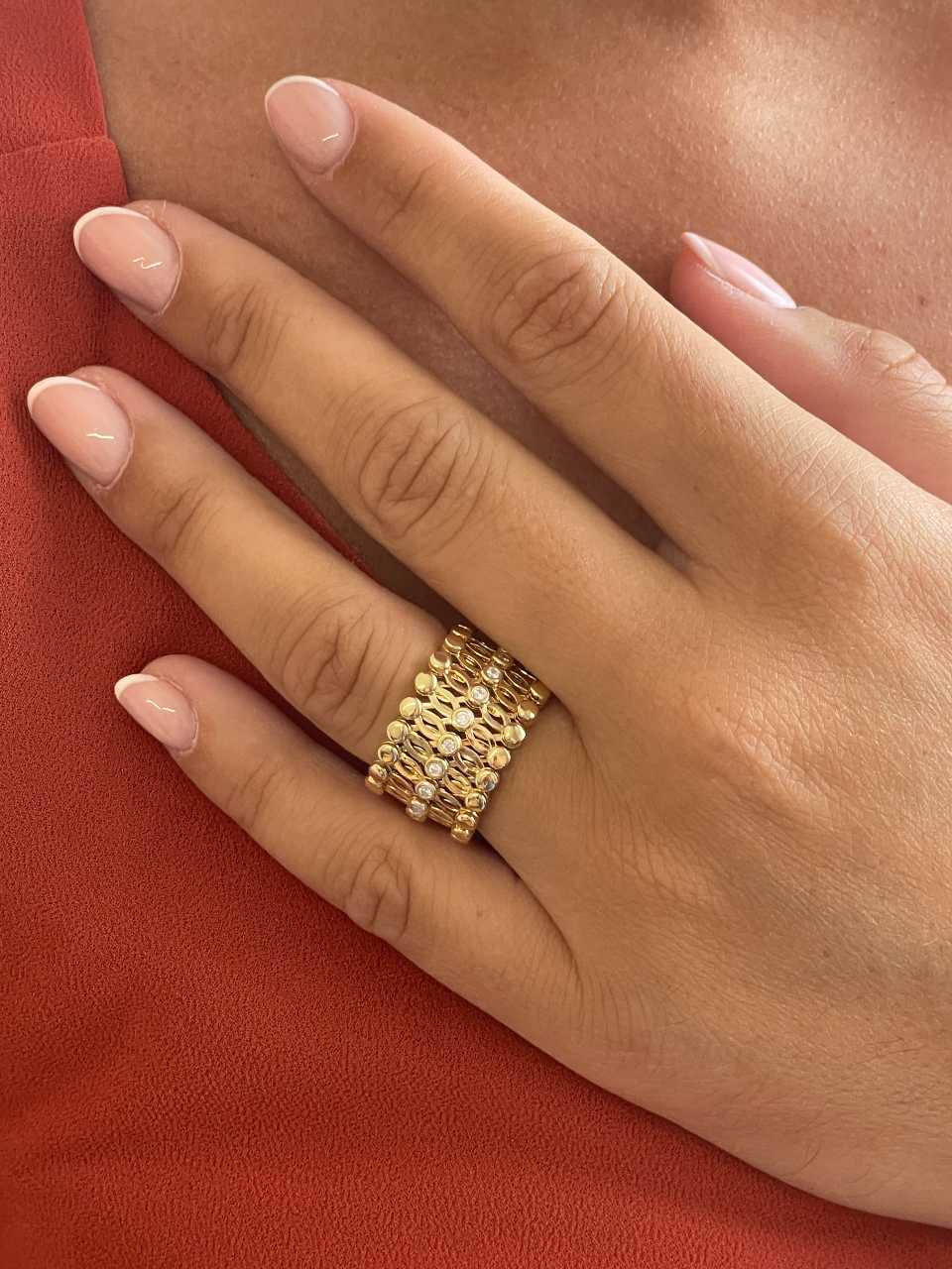 Anillo SORBUS y pulsera en brillantes de oro amarillo 18 ktes