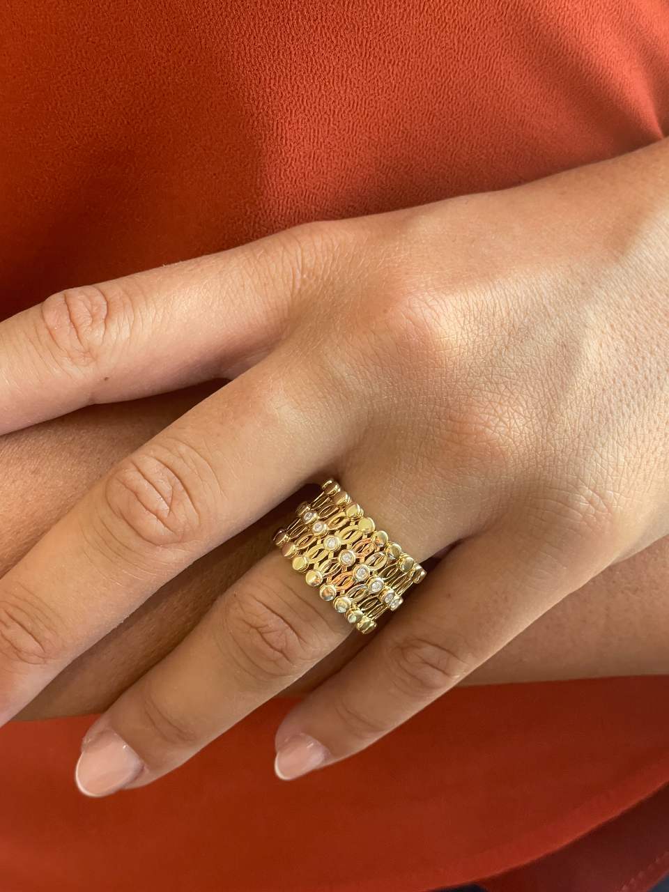 Anillo SORBUS y pulsera en brillantes de oro amarillo 18 ktes