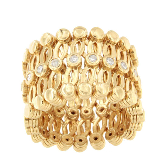 SORBUS ring and bracelet in 18k yellow gold diamonds