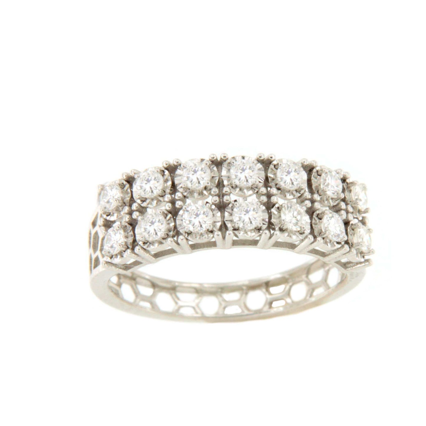 Anillo OROSEI alianzas en oro blanco 18 ktes con brillantes.