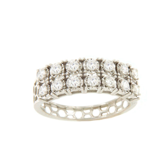 OROSEI wedding band ring in 18k white gold with diamonds.