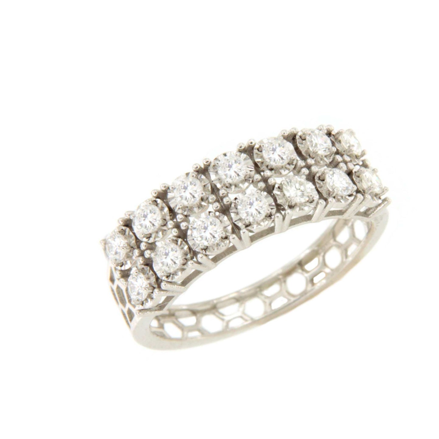 Anillo OROSEI alianzas en oro blanco 18 ktes con brillantes.