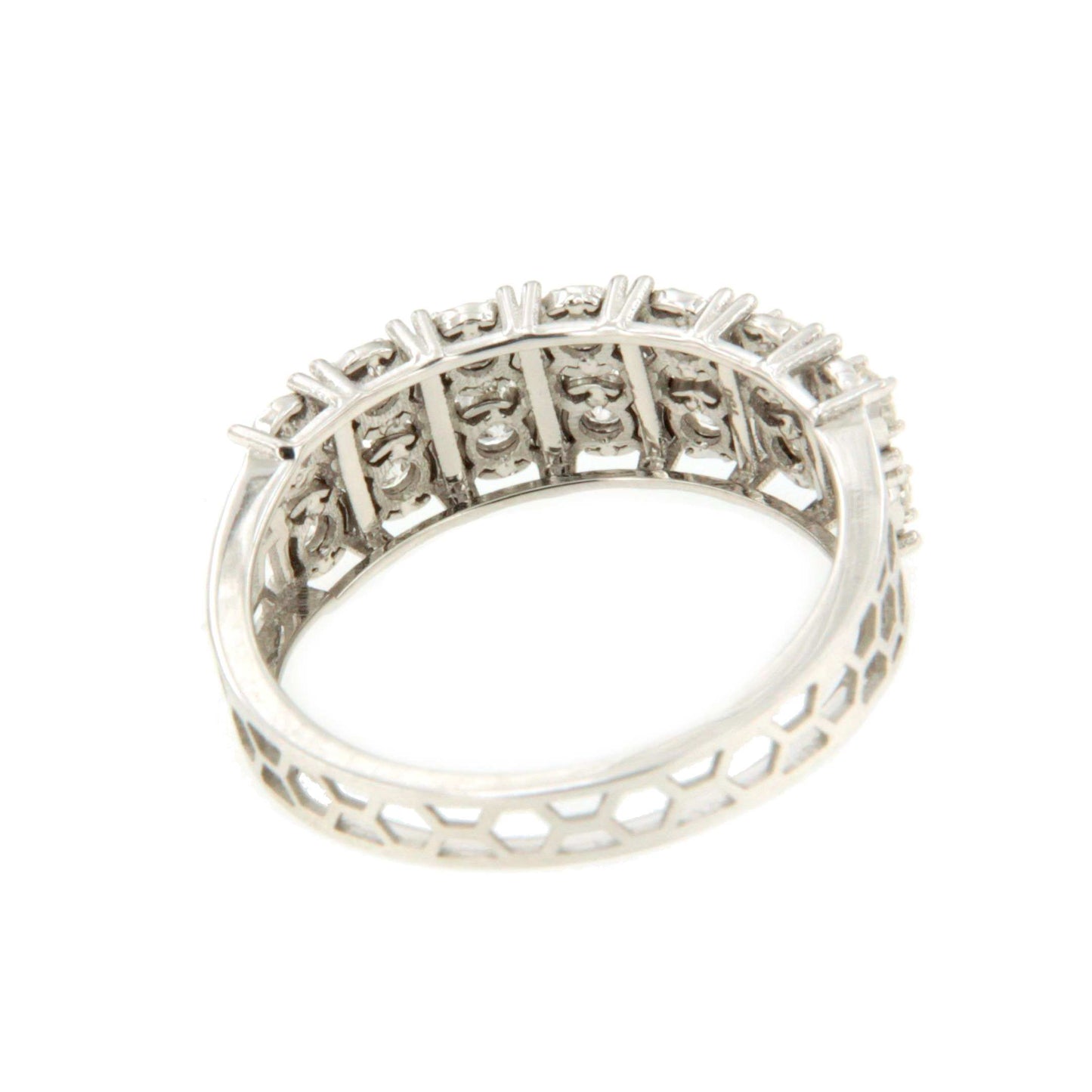 Anillo OROSEI alianzas en oro blanco 18 ktes con brillantes.