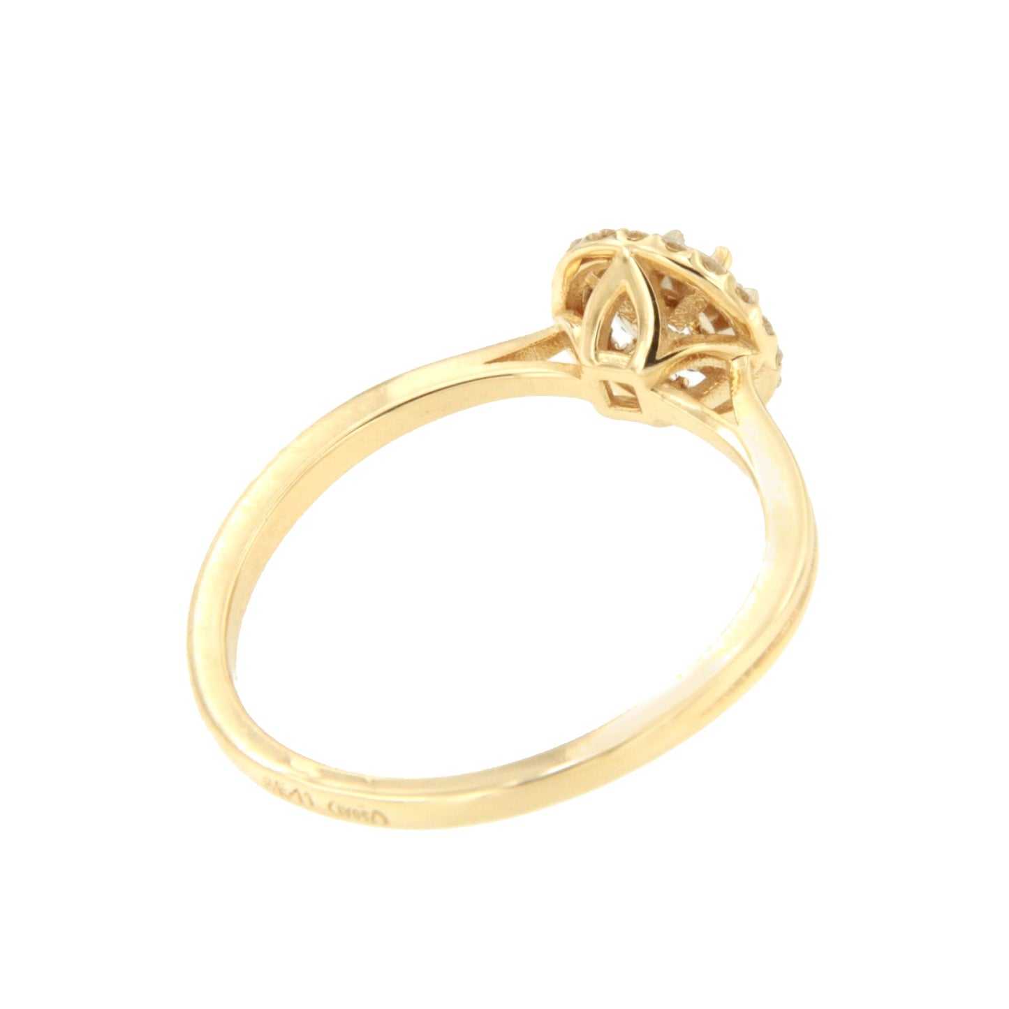 Anillo MANGABA solitario roseta con diamantes en oro amarillo de 18 ktes.