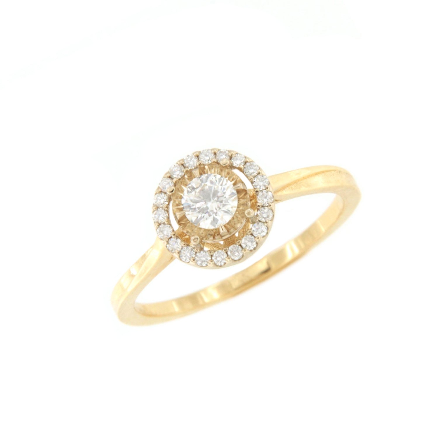 Anillo CARDIFF solitario roseta con diamantes en oro amarillo de 18 ktes.