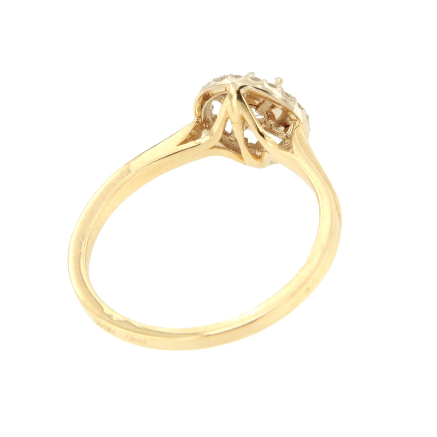 Anillo CARDIFF solitario roseta con diamantes en oro amarillo de 18 ktes.