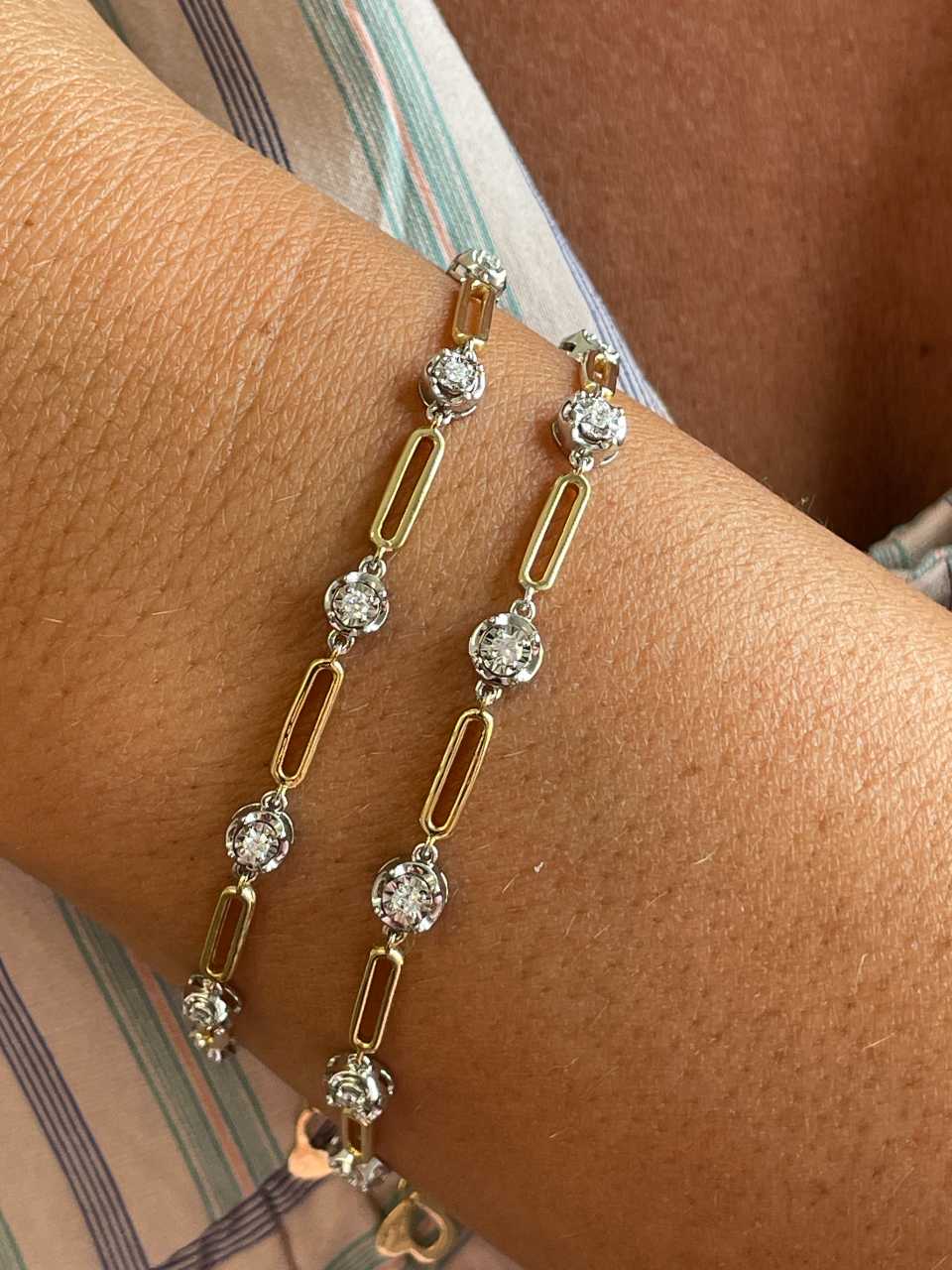 Pulsera ARONIA en oro blanco y amarillo de 18 ktes con brillantes