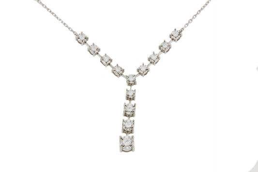 Gargantilla LIBERIA con chorrera tipo riviere de brillantes en oro blanco 18 ktes