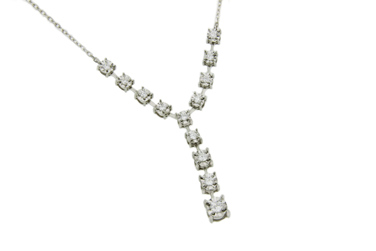 Gargantilla LIBERIA con chorrera tipo riviere de brillantes en oro blanco 18 ktes