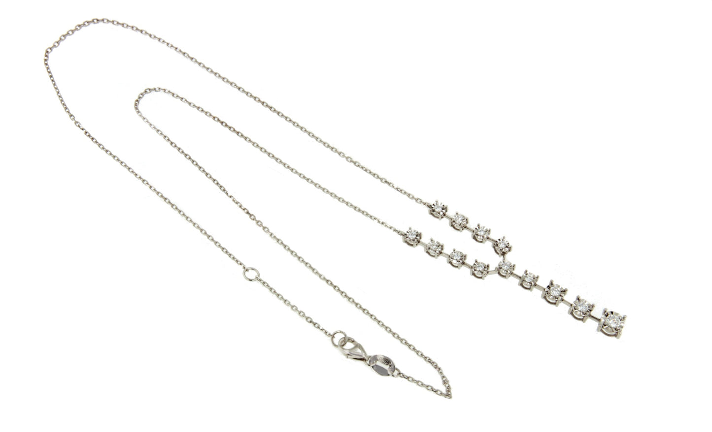 Gargantilla LIBERIA con chorrera tipo riviere de brillantes en oro blanco 18 ktes