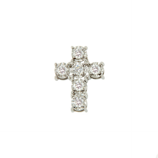 Basel cross with diamonds in 18-karat white gold