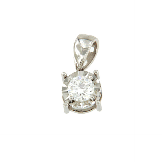 BATH pendant, 18k white gold charm with brilliant illusion view.
