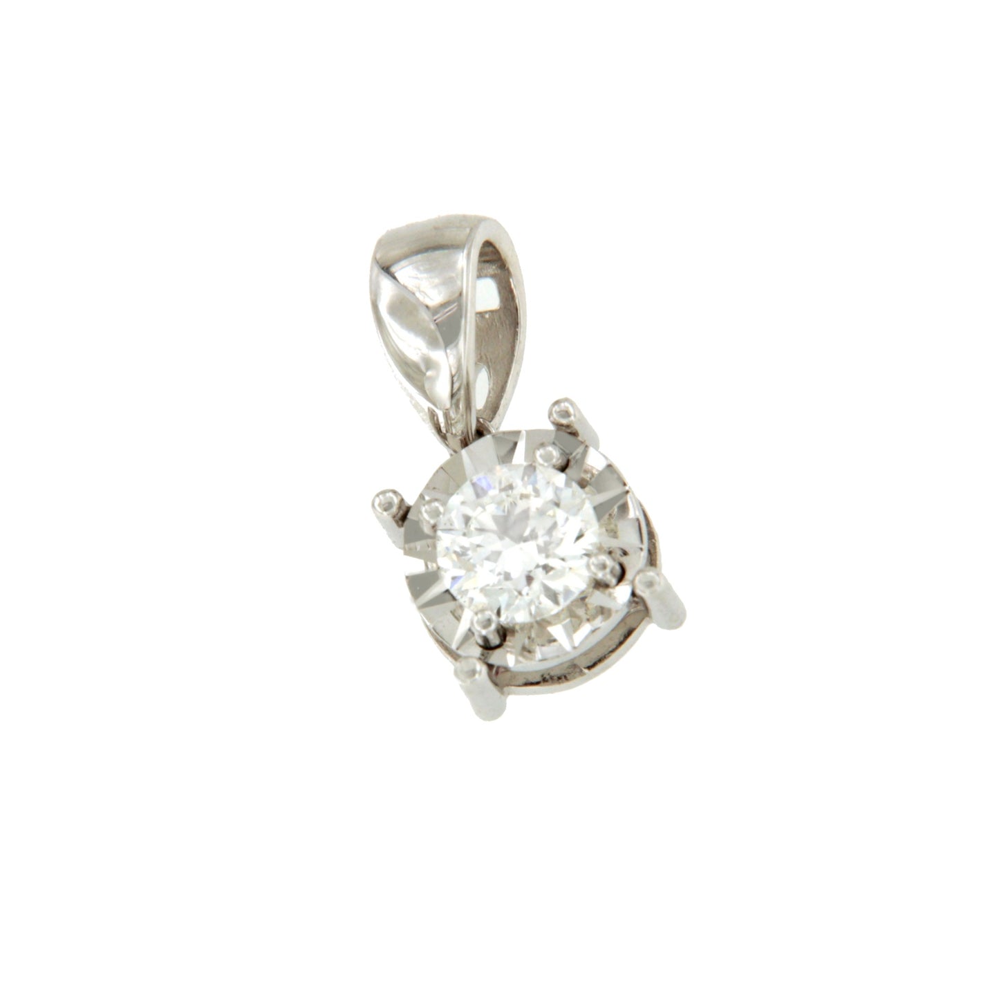 BATH pendant, 18k white gold charm with brilliant illusion view.