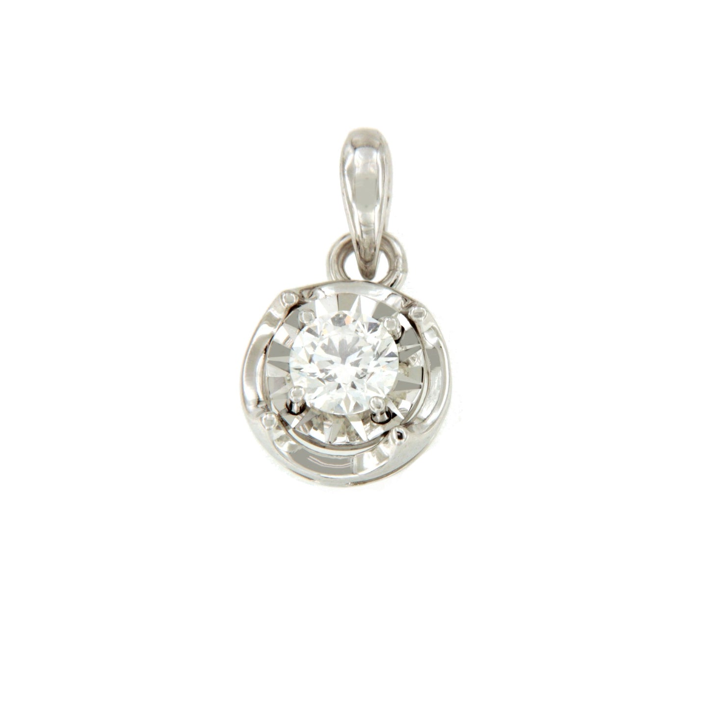 ALGUER pendant, 18k white gold charm with brilliant illusion view.