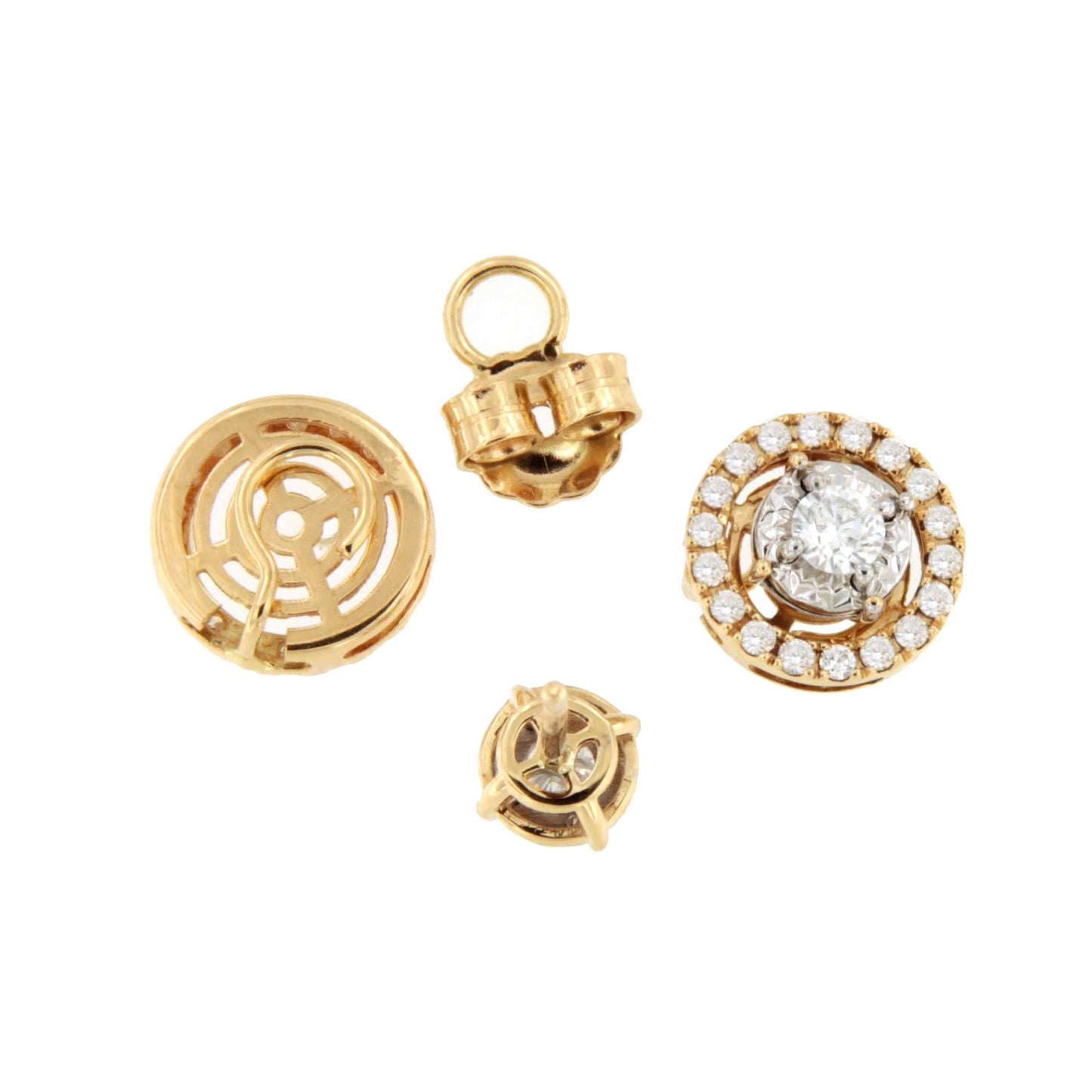 MUNICH detachable earrings in 18k yellow and white gold with diamonds.