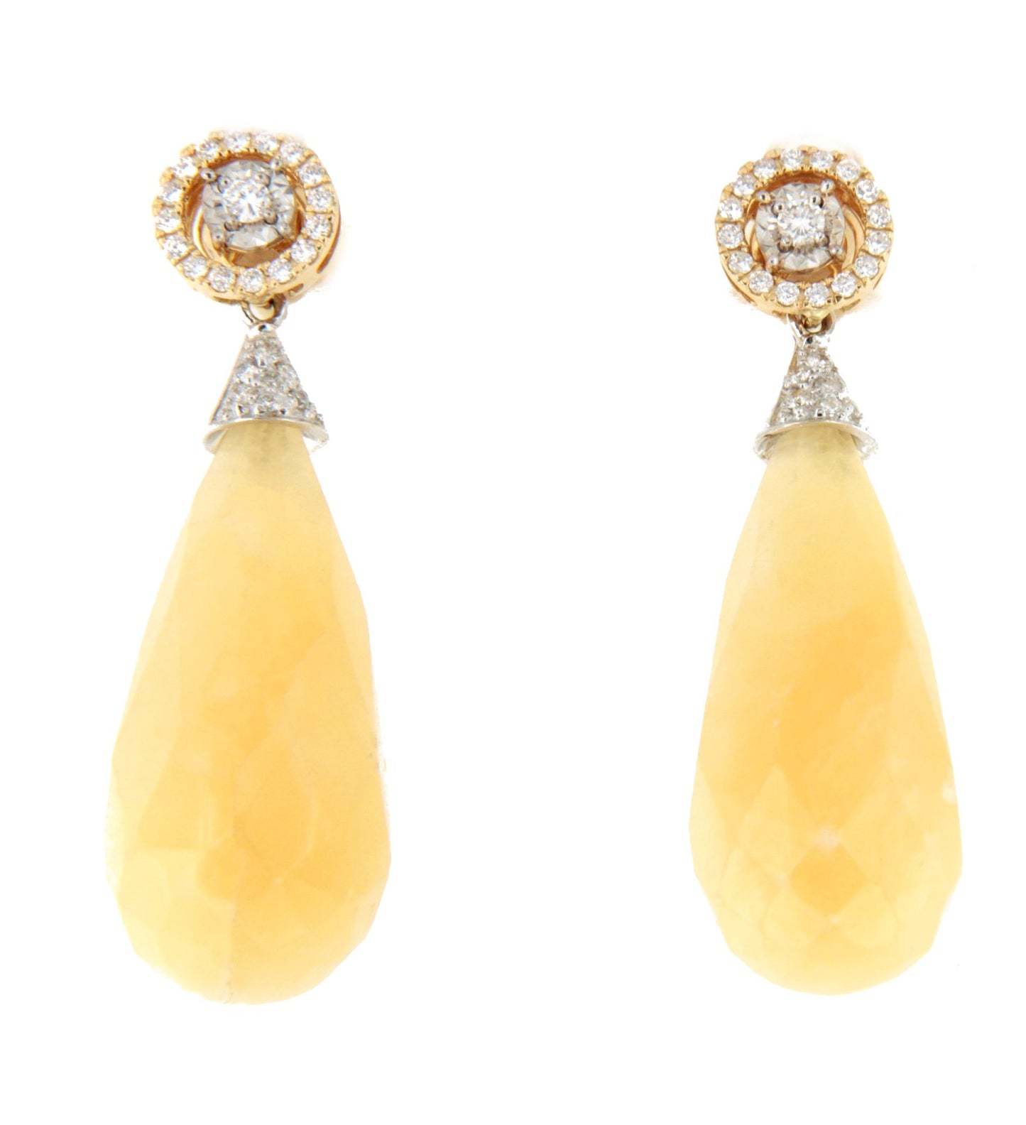 MUNICH detachable earrings in 18k yellow and white gold with diamonds.