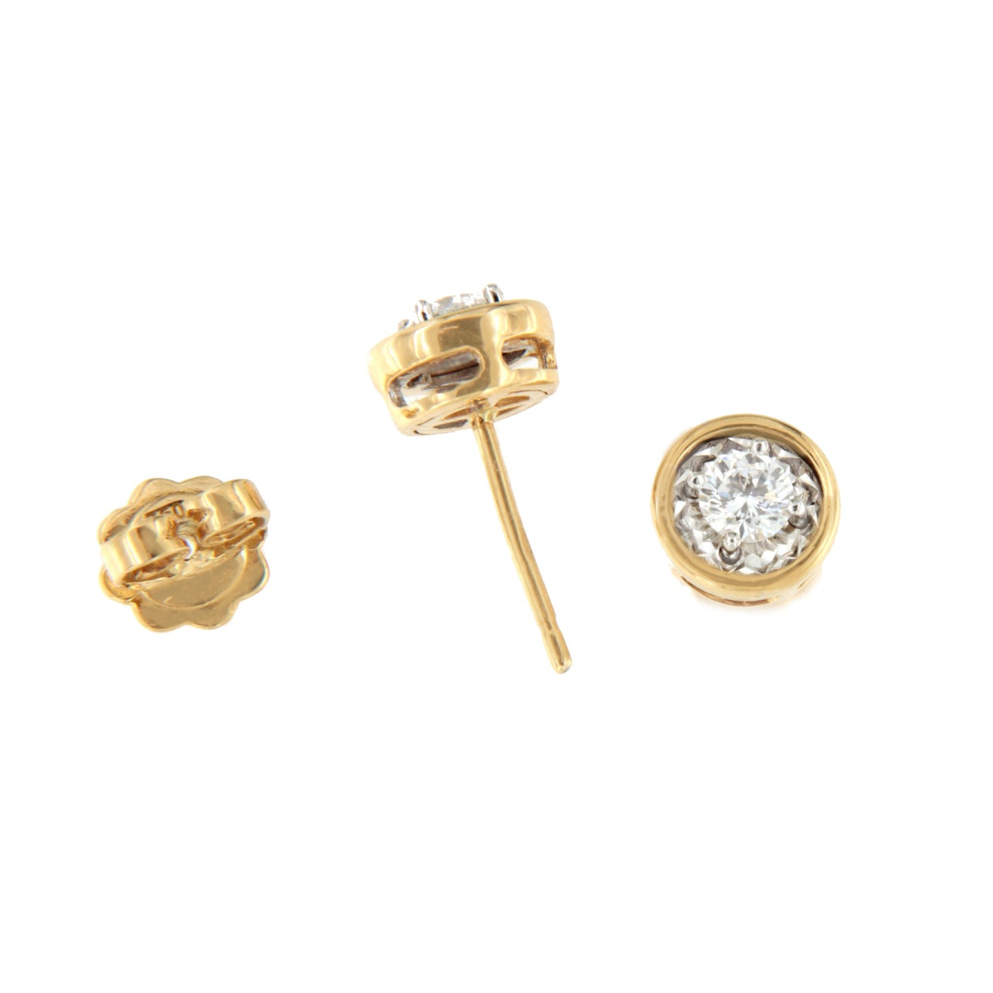 Pendiente MANAOS dormilones de brillantes en oro blanco y amarillo 18 ktes