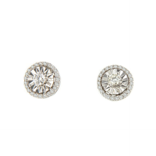 MIRTILLO stud earrings with diamond studs in 18k white gold