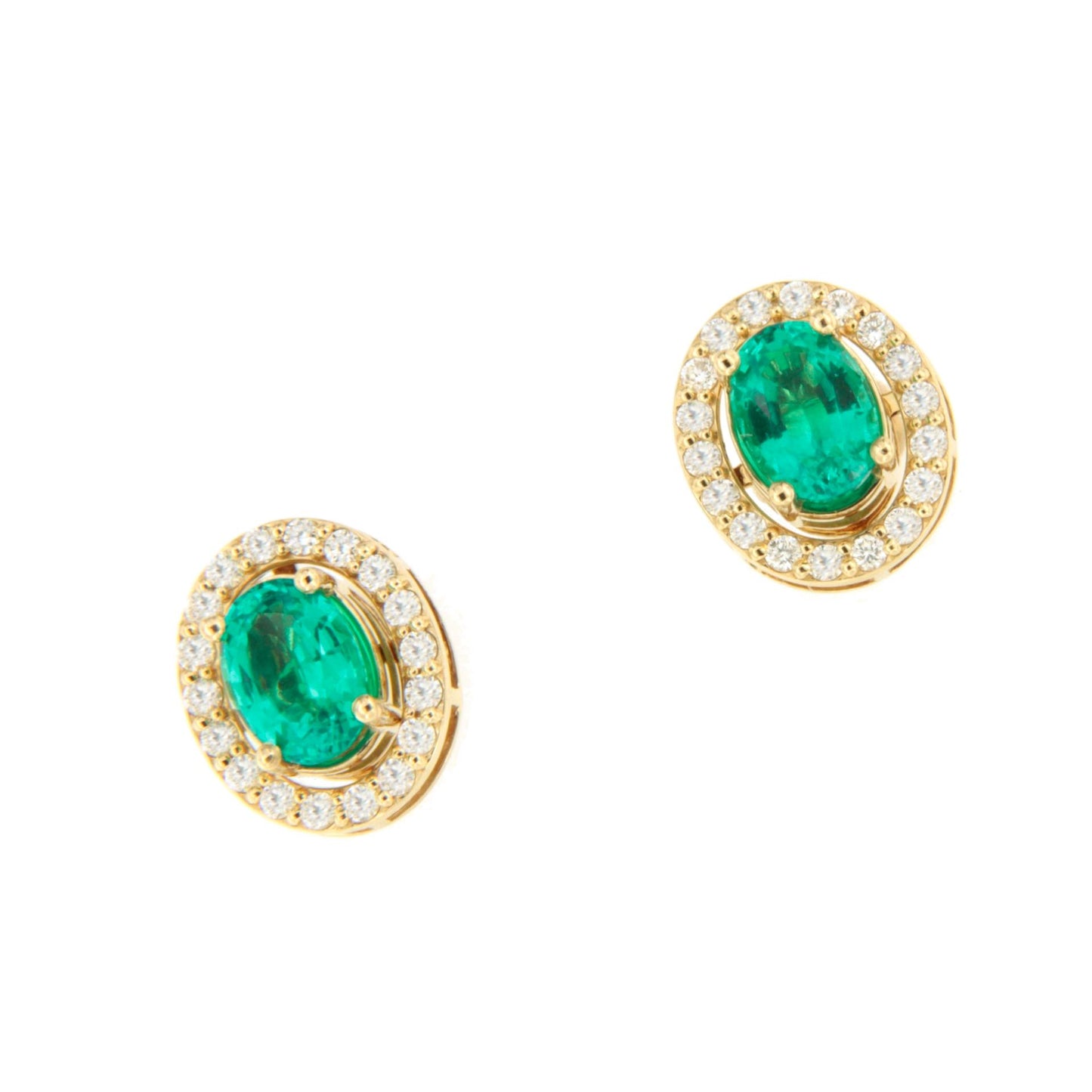 Pendiente NOURO desmontables oro amarillo 18 ktes zafiros o esmeraldas y brillantes.