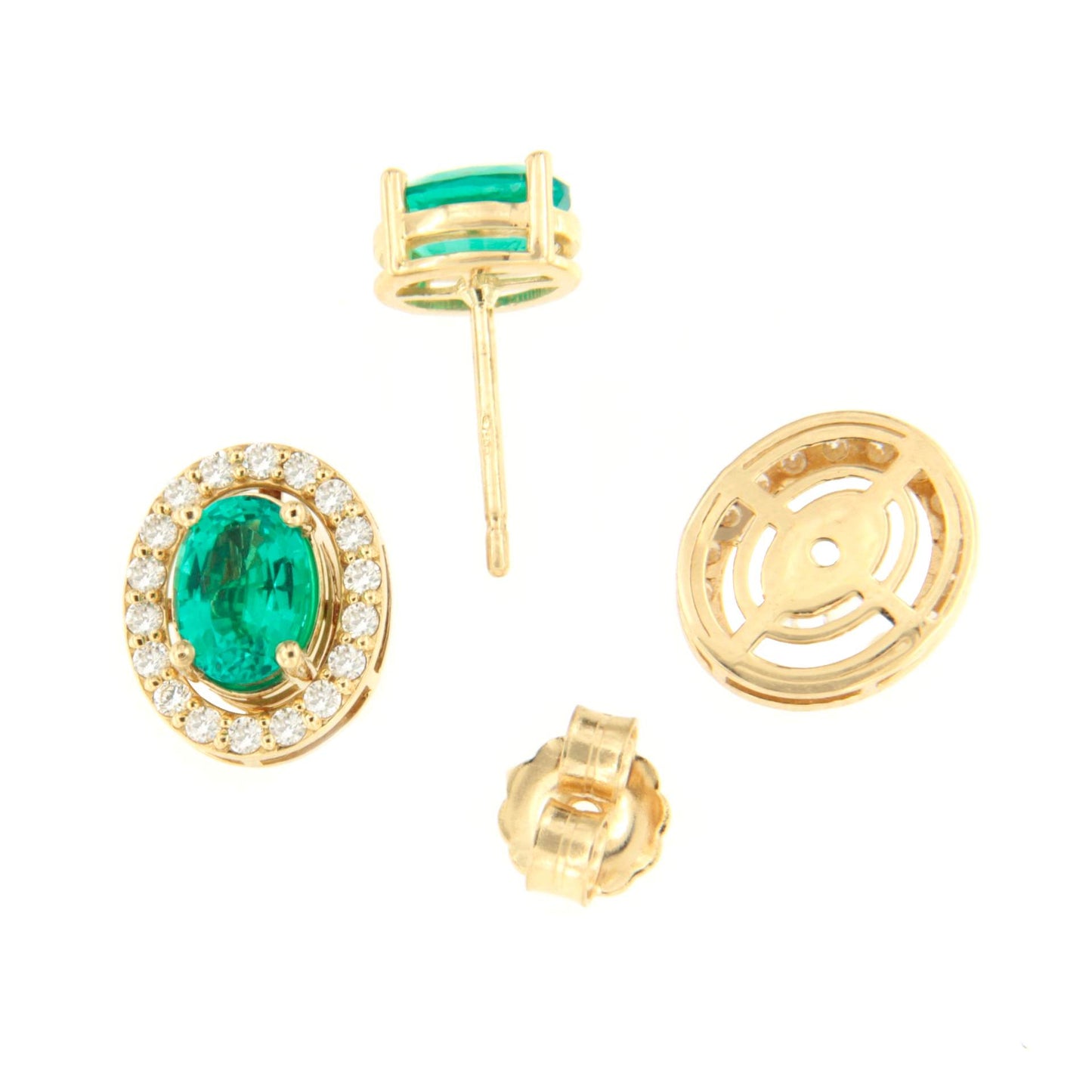 Pendiente NOURO desmontables oro amarillo 18 ktes zafiros o esmeraldas y brillantes.